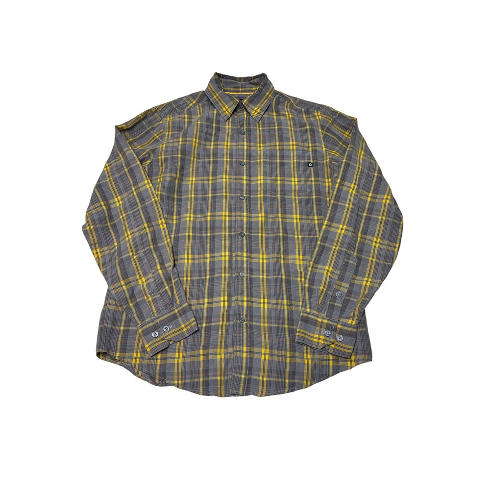 Marmot Mens Small Grey Yellow Plaid‎ Long Sleeve Button Down Shirt SCC-307